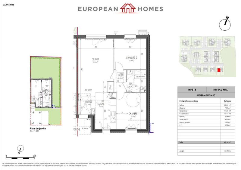 Maison - 63 m² - 3 pièces