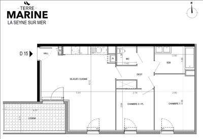 Appartement - 62 m² - 3 pièces