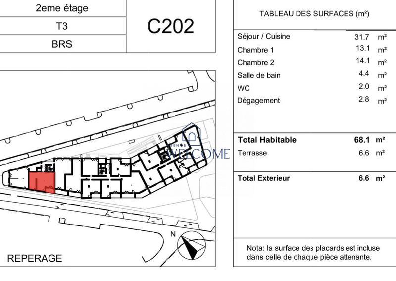 Appartement - 68 m² - 3 pièces