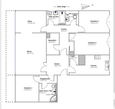 Appartement - 105 m² - 5 pièces