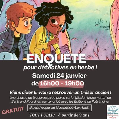 Enquête pour détectives en herbe ! bibliothèque de Capdenac-le-Haut