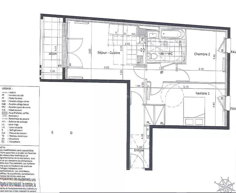 Appartement - 57 m² - 3 pièces