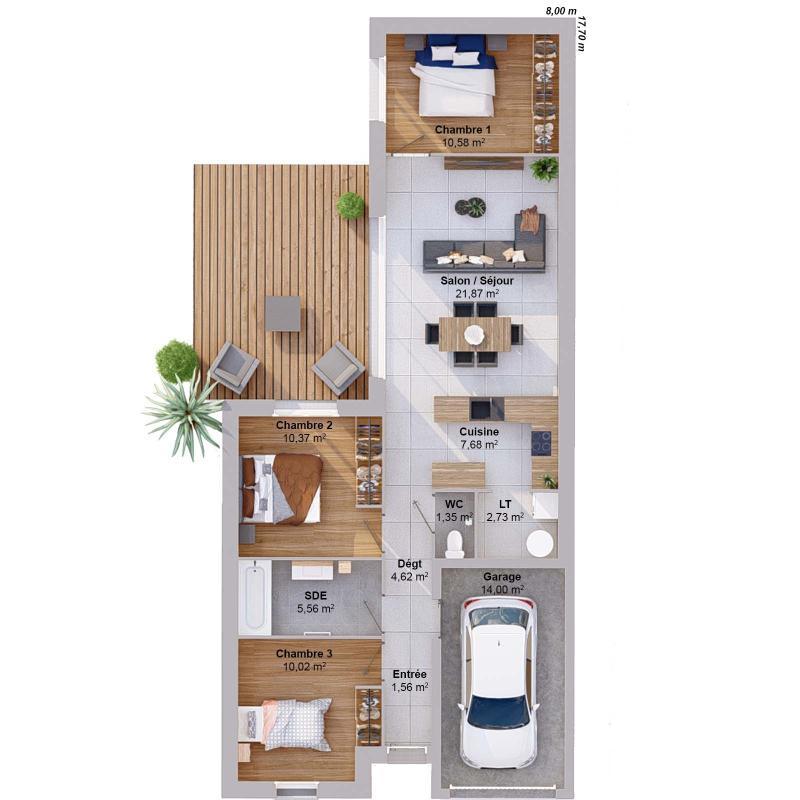 Maison - 76 m² - 5 pièces