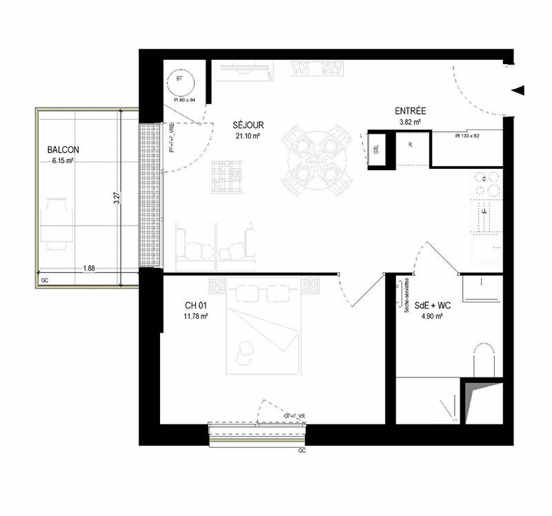Appartement - 42 m² - 2 pièces