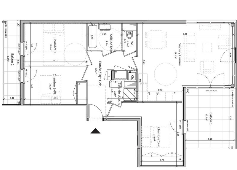 Appartement - 81 m² - 4 pièces