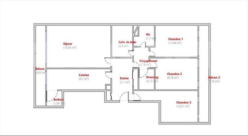 Appartement - 76 m² - 4 pièces
