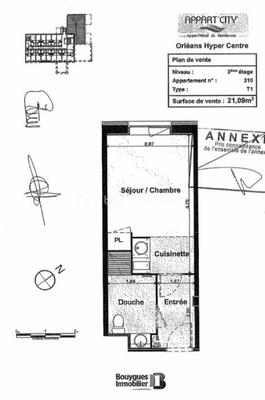 Appartement - 21 m² - 1 pièce