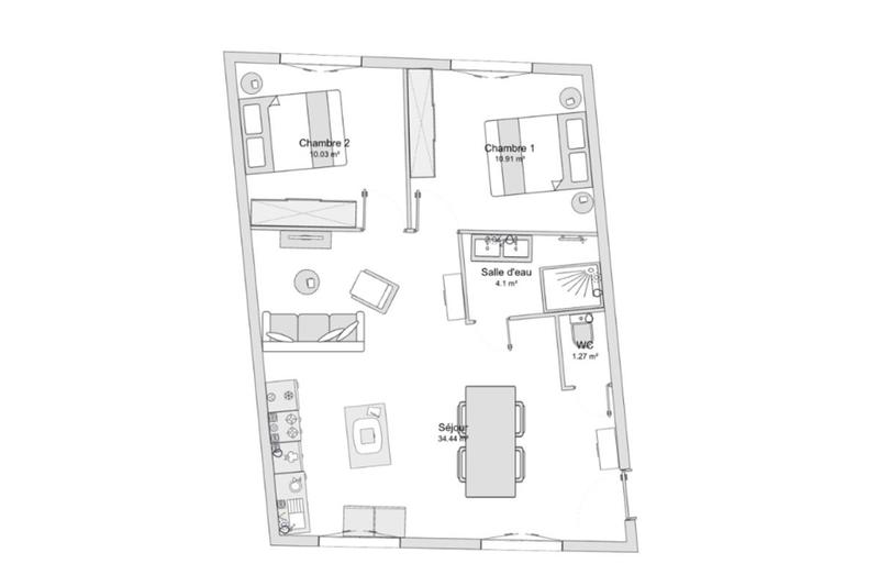 Appartement - 61 m² - 3 pièces