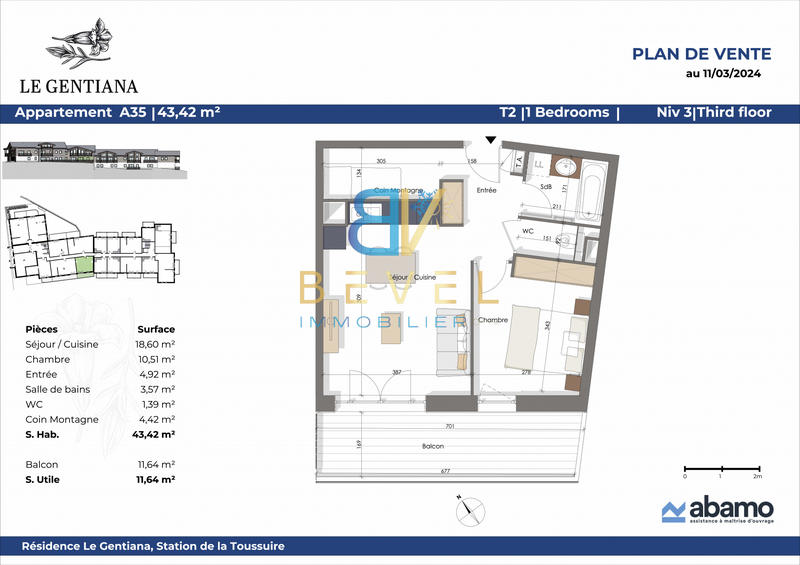 Appartement - 43 m² - 2 pièces