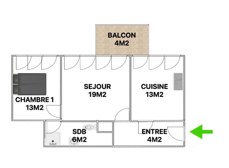 Appartement - 55 m² - 2 pièces