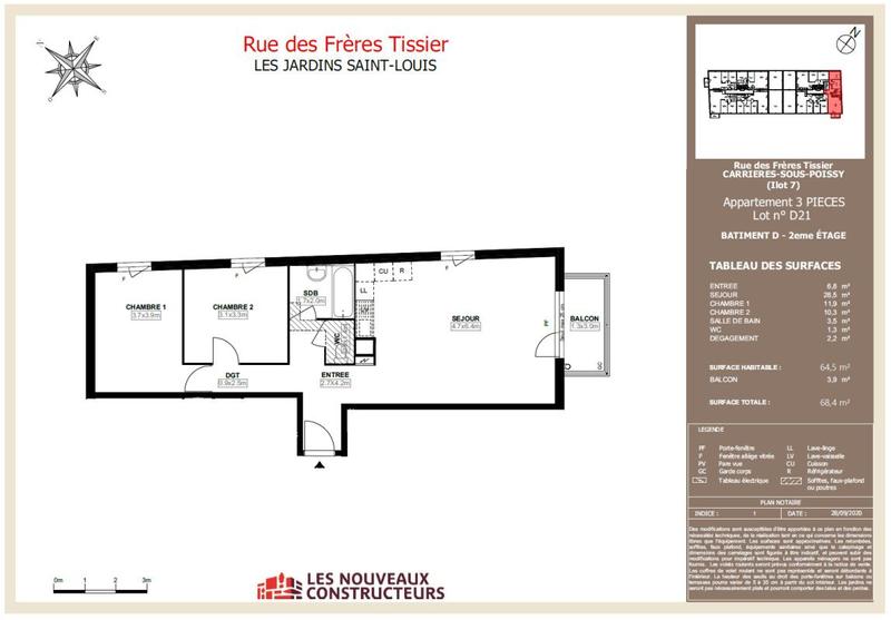Appartement - 64 m² - 3 pièces