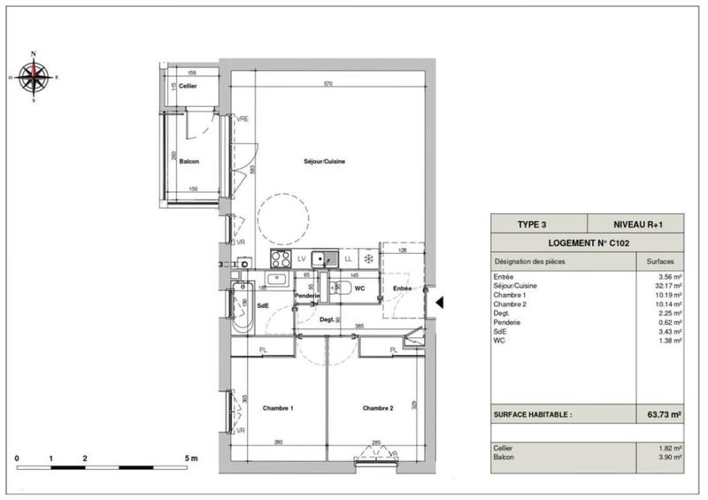 Maison - 63 m² - 3 pièces