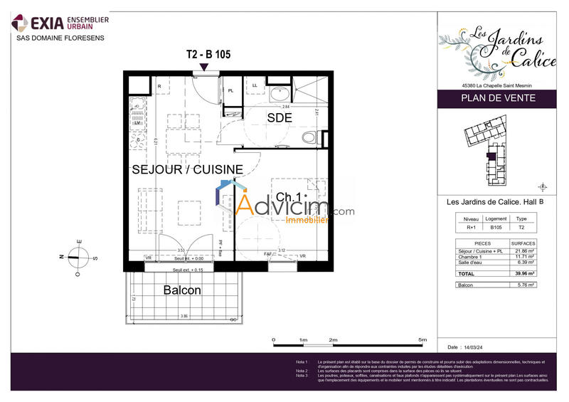 Appartement - 40 m² - 2 pièces