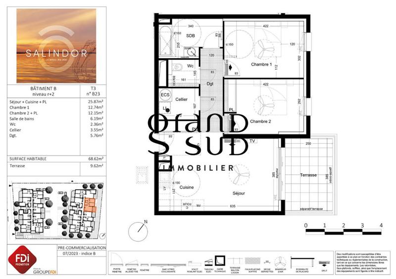 Appartement - 68 m² - 3 pièces