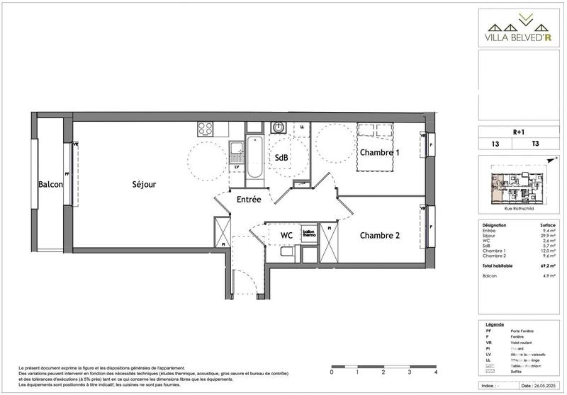 Appartement - 69 m² - 3 pièces