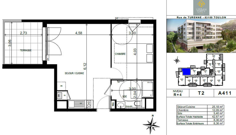 Appartement - 38 à 61 m² - 2 pièces