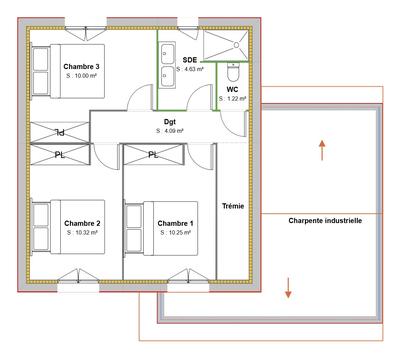 Maison - 90 m² - 4 pièces