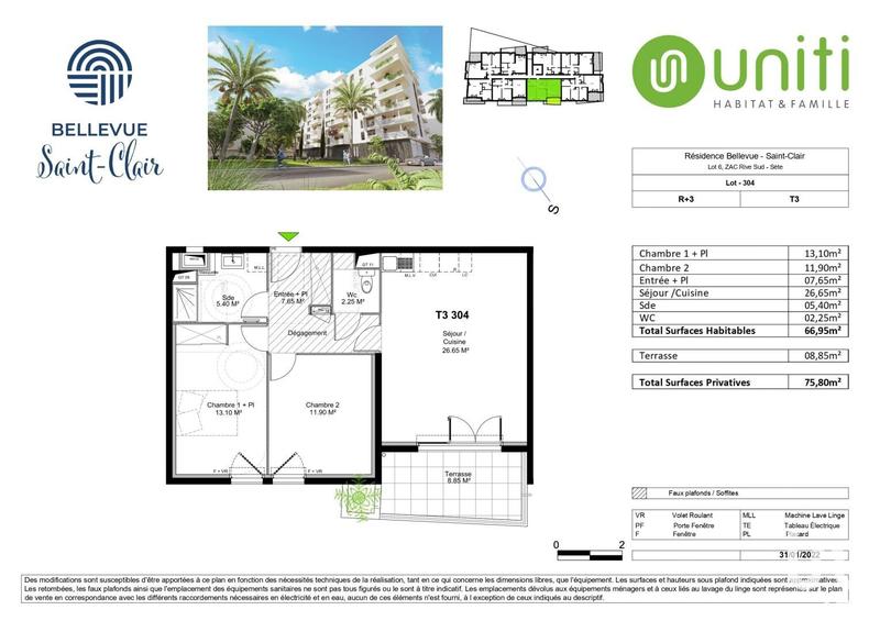 Appartement - 66 m² - 3 pièces