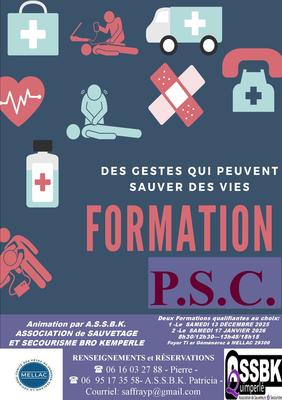 Deux formations P.S.C. Premiers Secours Citoyen