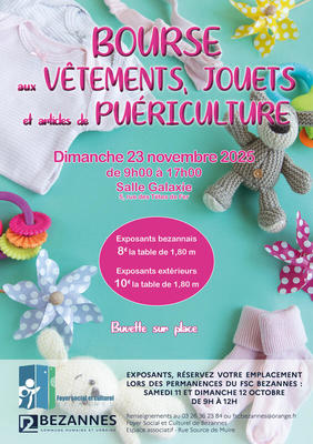 Bourse aux jouets, vêtements et puériculture