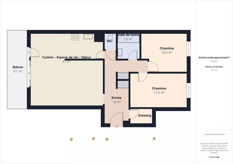 Appartement - 73 m² - 3 pièces