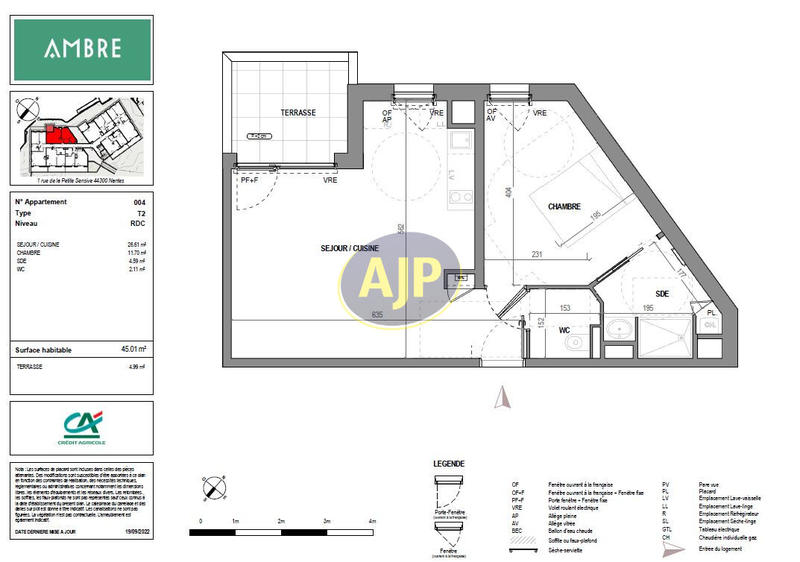 Appartement - 45 m² - 2 pièces