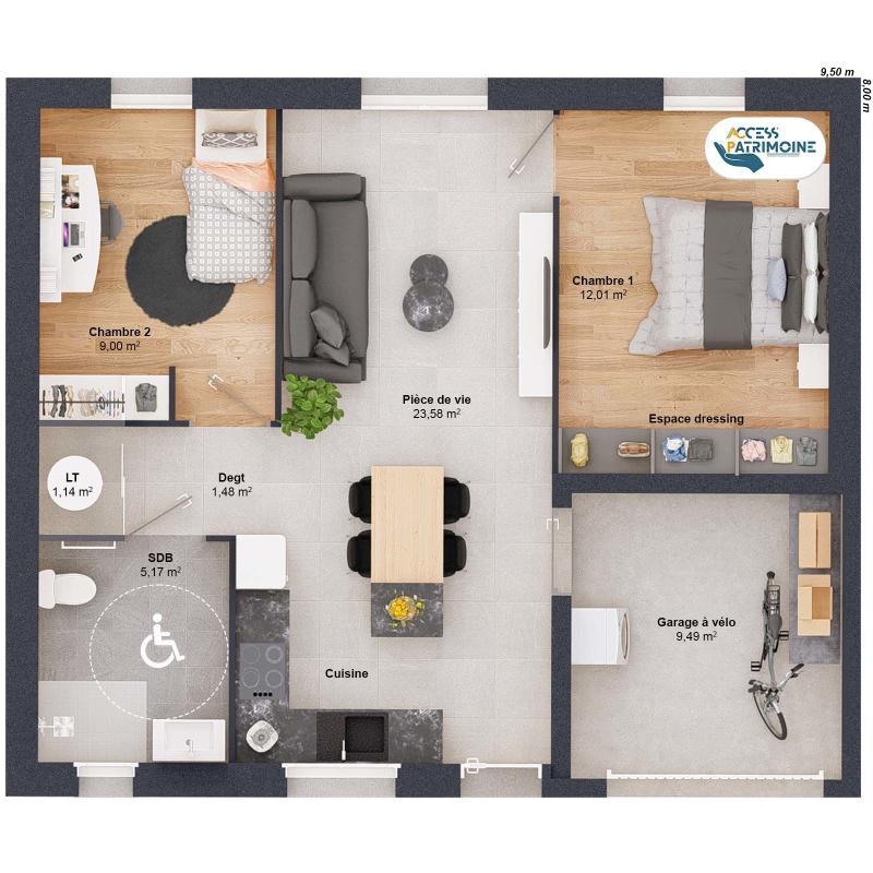 Maison - 52 m² - 4 pièces