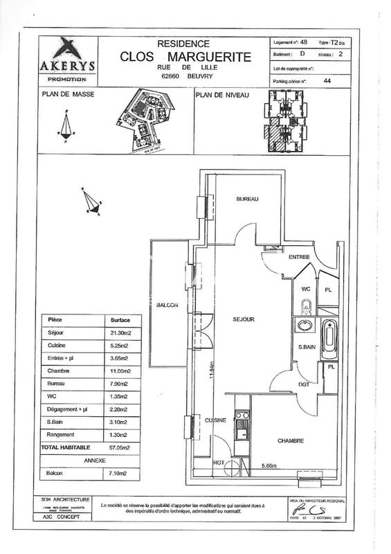 Appartement - 57 m² - 3 pièces