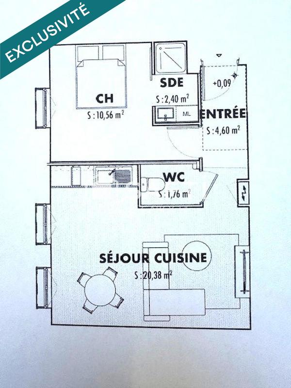 Appartement - 39 m² - 2 pièces