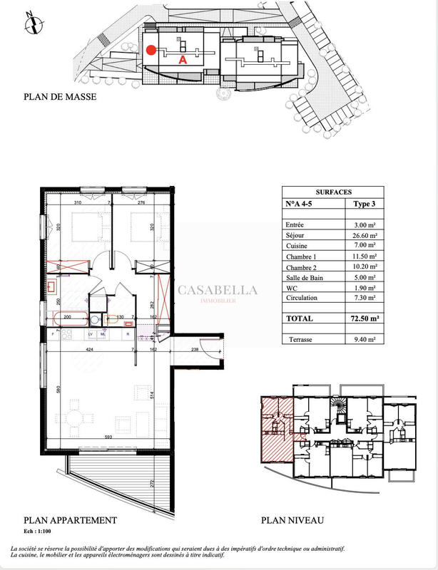 Appartement - 73 m² - 3 pièces