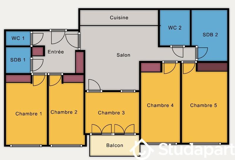 Chambre - 10 m² - 1 pièce