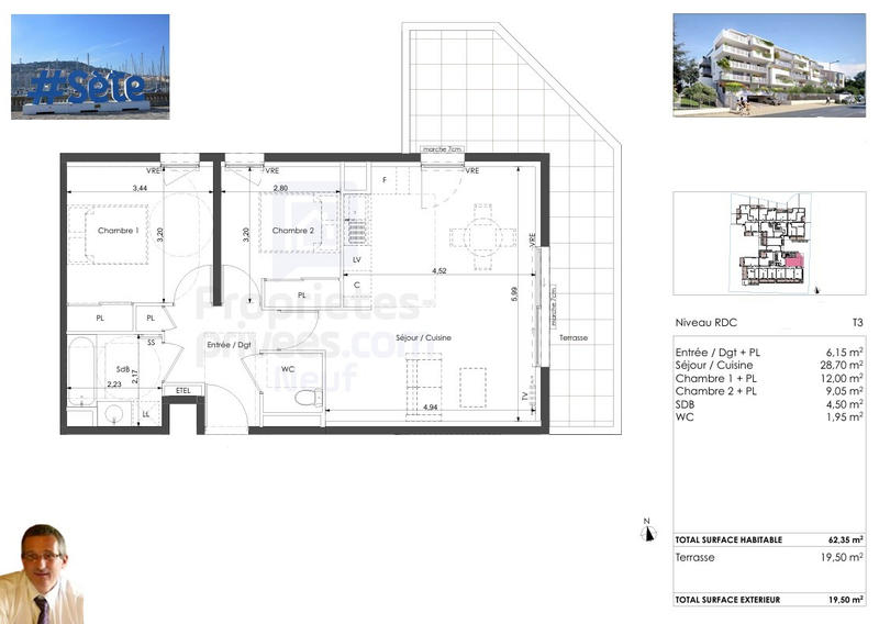 Appartement - 62 m² - 3 pièces