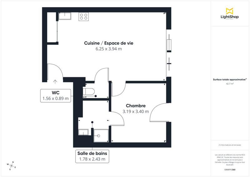 Appartement - 43 m² - 2 pièces