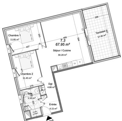 Appartement - 68 m² - 3 pièces