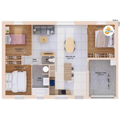 Maison - 69 m² - 5 pièces