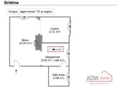 Appartement - 59 m² - 3 pièces