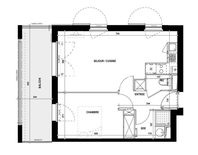 Appartement - 42 m² - 2 pièces