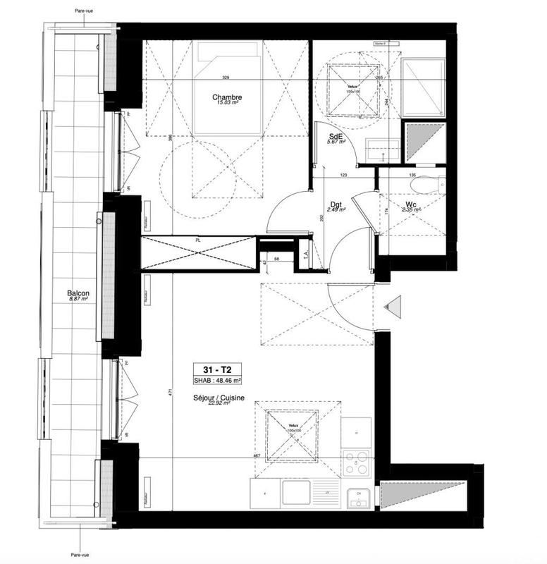 Appartement - 49 m² - 2 pièces