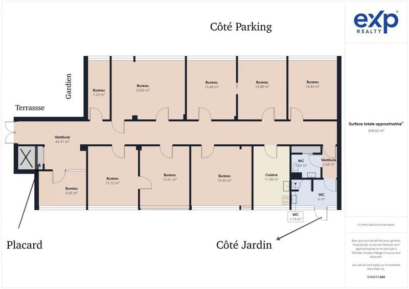 Bureau - 210 m² - 10 pièces