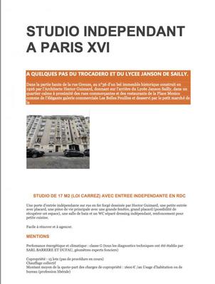 Studio - 17 m² - 1 pièce