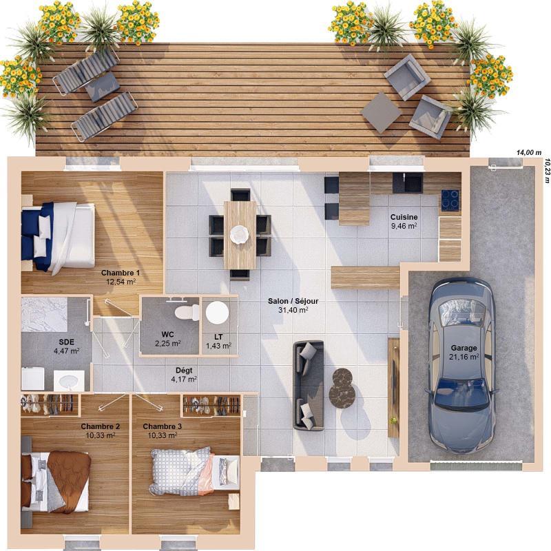 Maison - 87 m² - 5 pièces