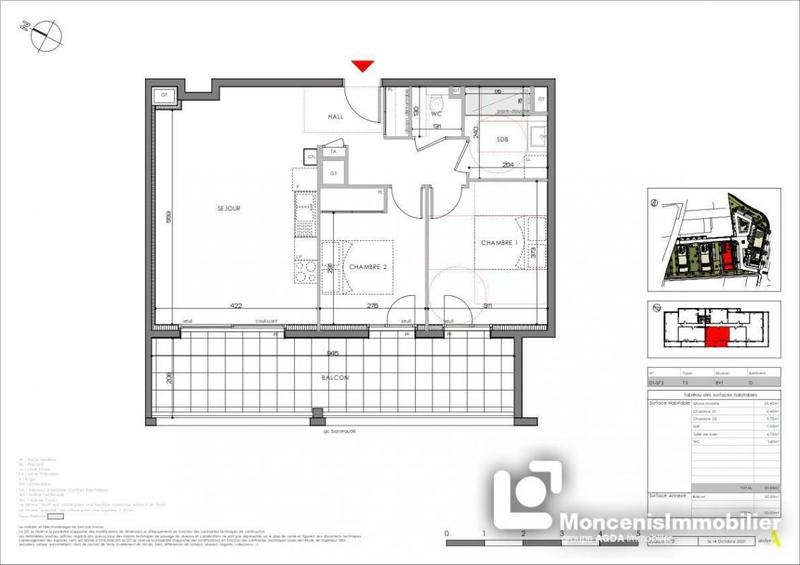 Appartement - 60 m² - 3 pièces