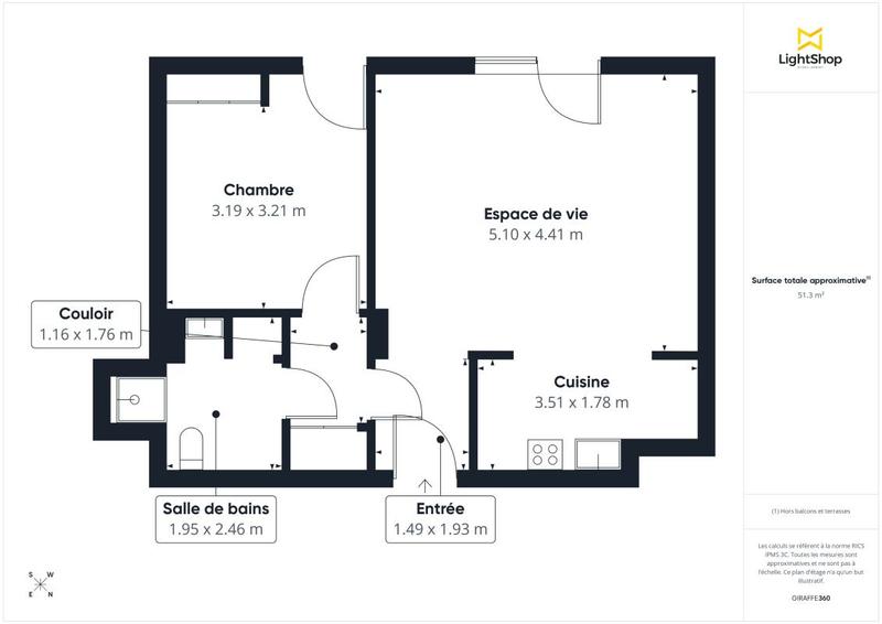 Appartement - 51 m² - 2 pièces