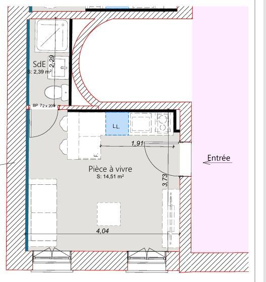 Appartement - 17 m² - 1 pièce