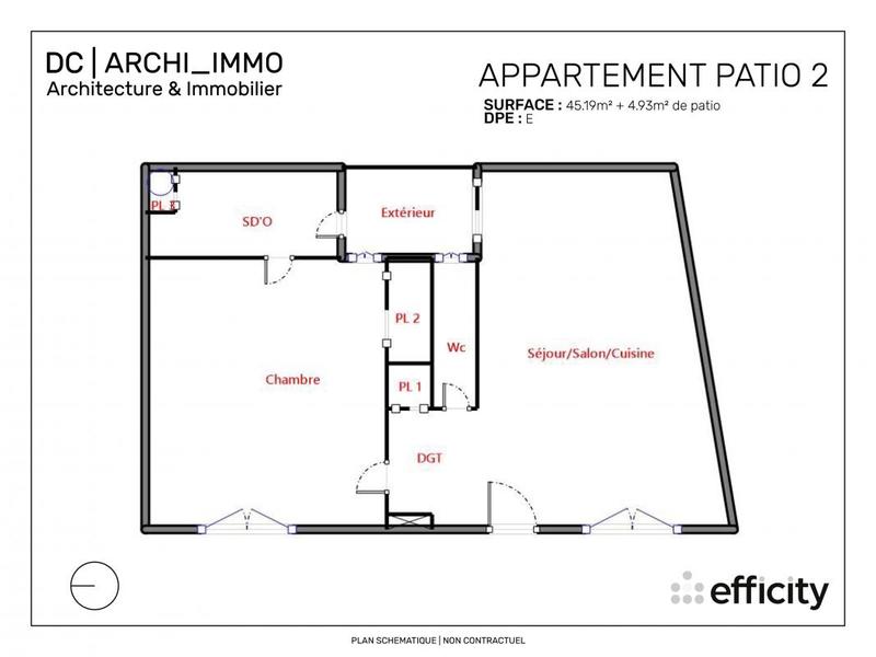 Appartement - 47 m² - 2 pièces