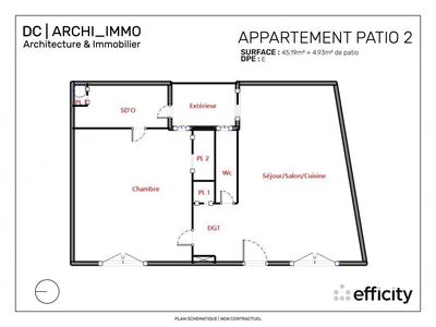 Appartement - 47 m² - 2 pièces