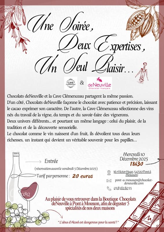 Soirée dégustation vin &amp; chocolat