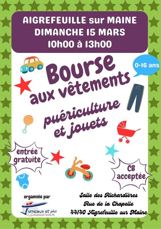Bourse à la puériculture, vêtements, jouets, livres enfants