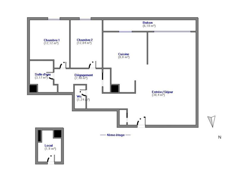 Appartement - 76 m² - 3 pièces