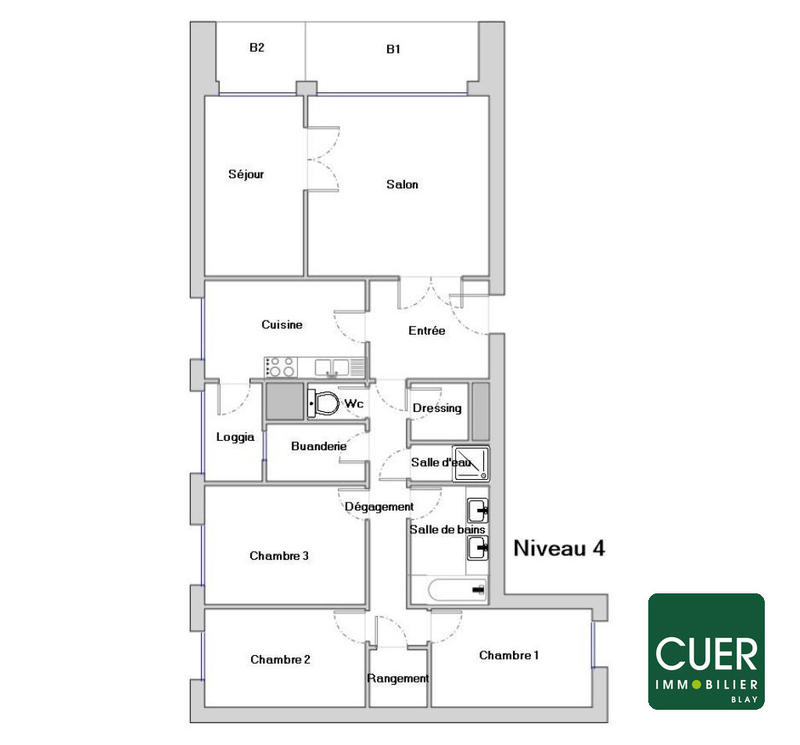 Appartement - 102 m² - 4 pièces